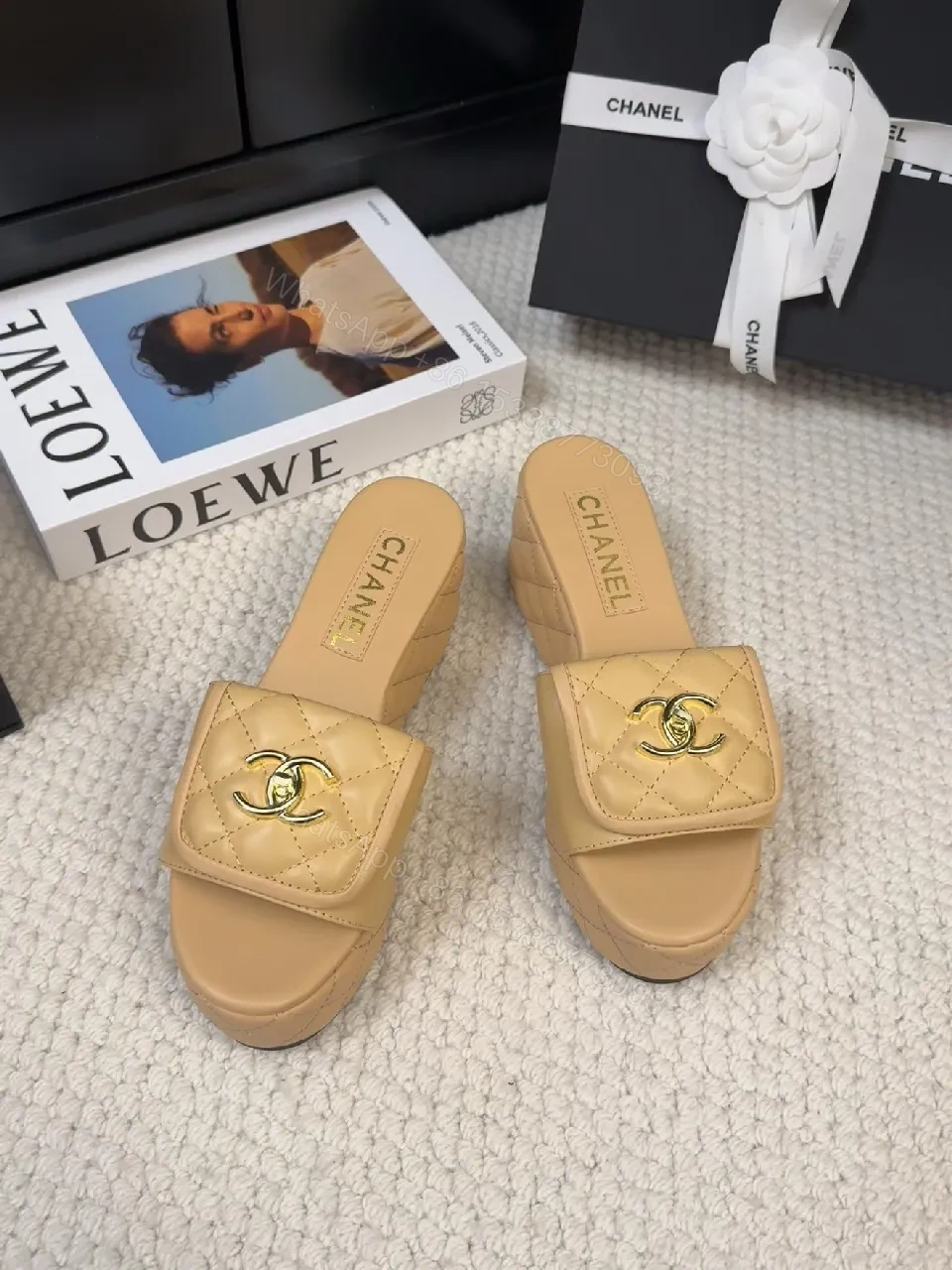 View 2 of Quilted Beige Slide Sandals – Elevated Casual Luxe