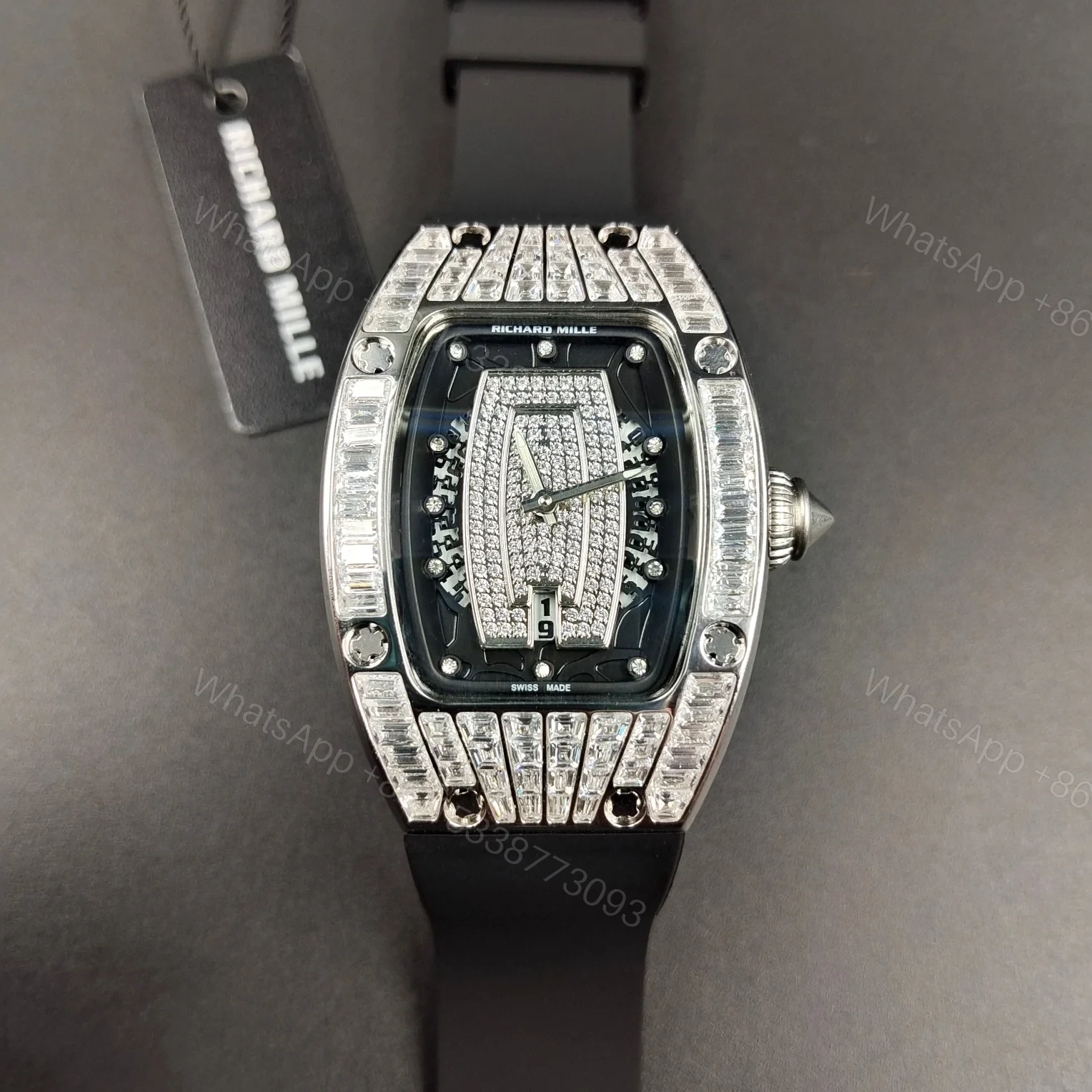 View 4 of Richard Mille RM007 Diamond Crown Ladies Watch Automatic Skeleton Diamond Dial Curved Bezel Premium Edition RM-RM007-DIA-LADY-AUTO