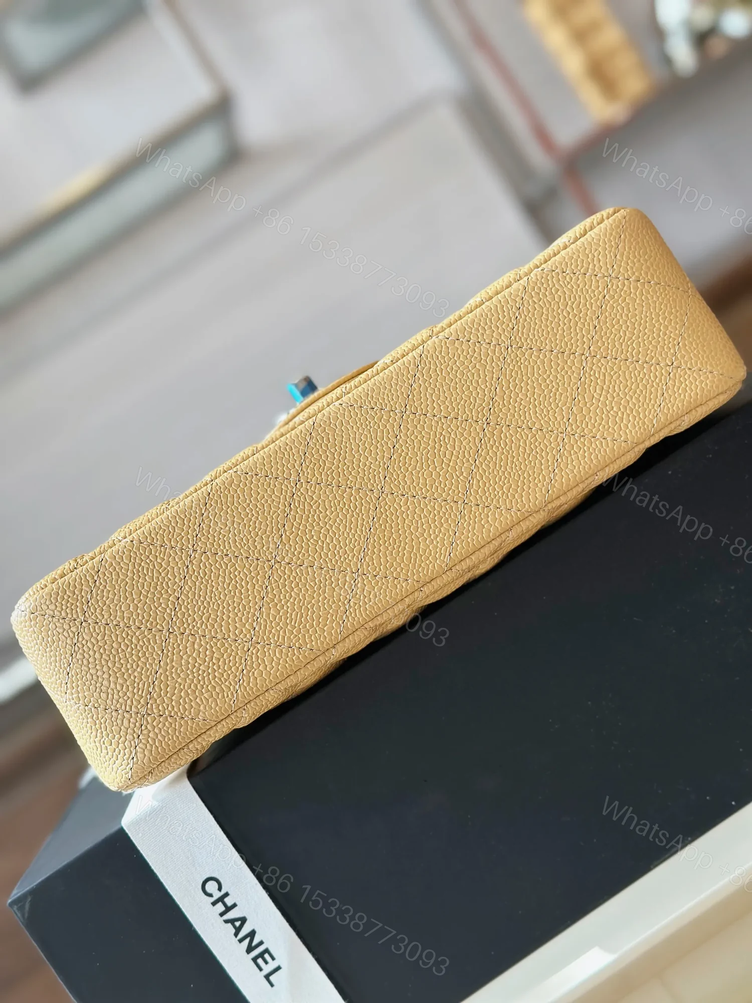 View 5 of Chanel Classic Like Auth Handbags Beige Leather With Lizard Skin 23cm