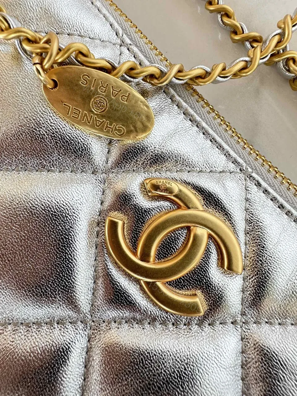 View 6 of Metallic Quilted Chain Bag: Modern Luxury Everyday Versatility