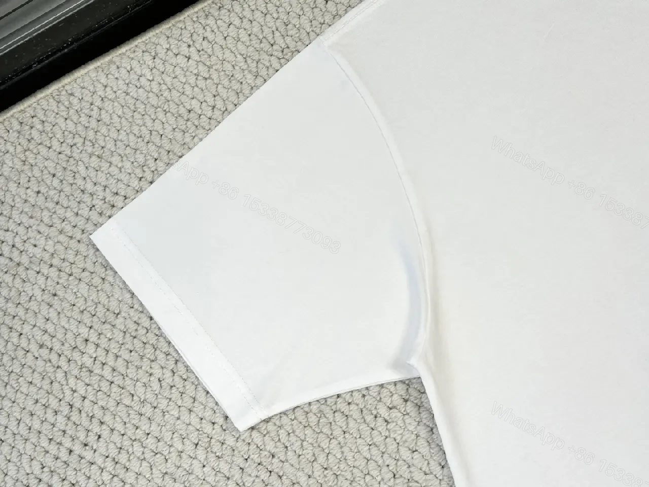 View 6 of White Cotton Minimalist T-Shirt with Balenciaga Logo