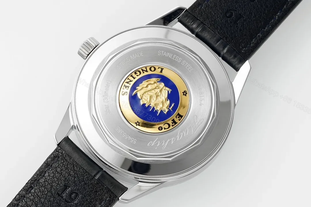 View 9 of Longines Flagship Classic Red Dial Moon Phase Automatic Watch with Black Leather Strap