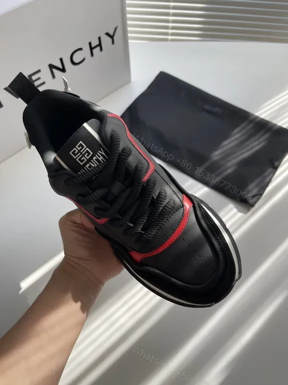 View 3 of Dynamic Runner: Black/Red Leather-Blend High-Top Sneaker