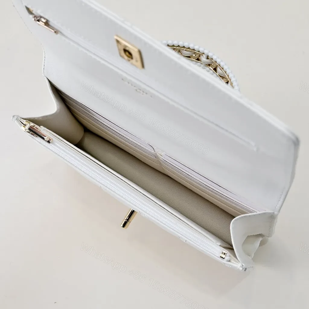 View 5 of White Quilted Shoulder Bag with Gold Chain - Luxe Everyday Elegance
