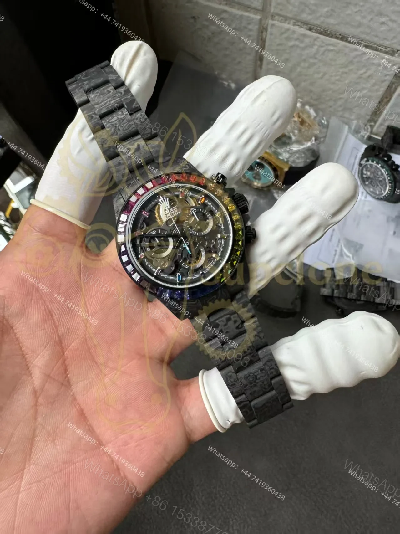 View 8 of Rolex Super Clone Carbon Fiber Daytona Rainbow Bezel Carbon Fiber Bracelet