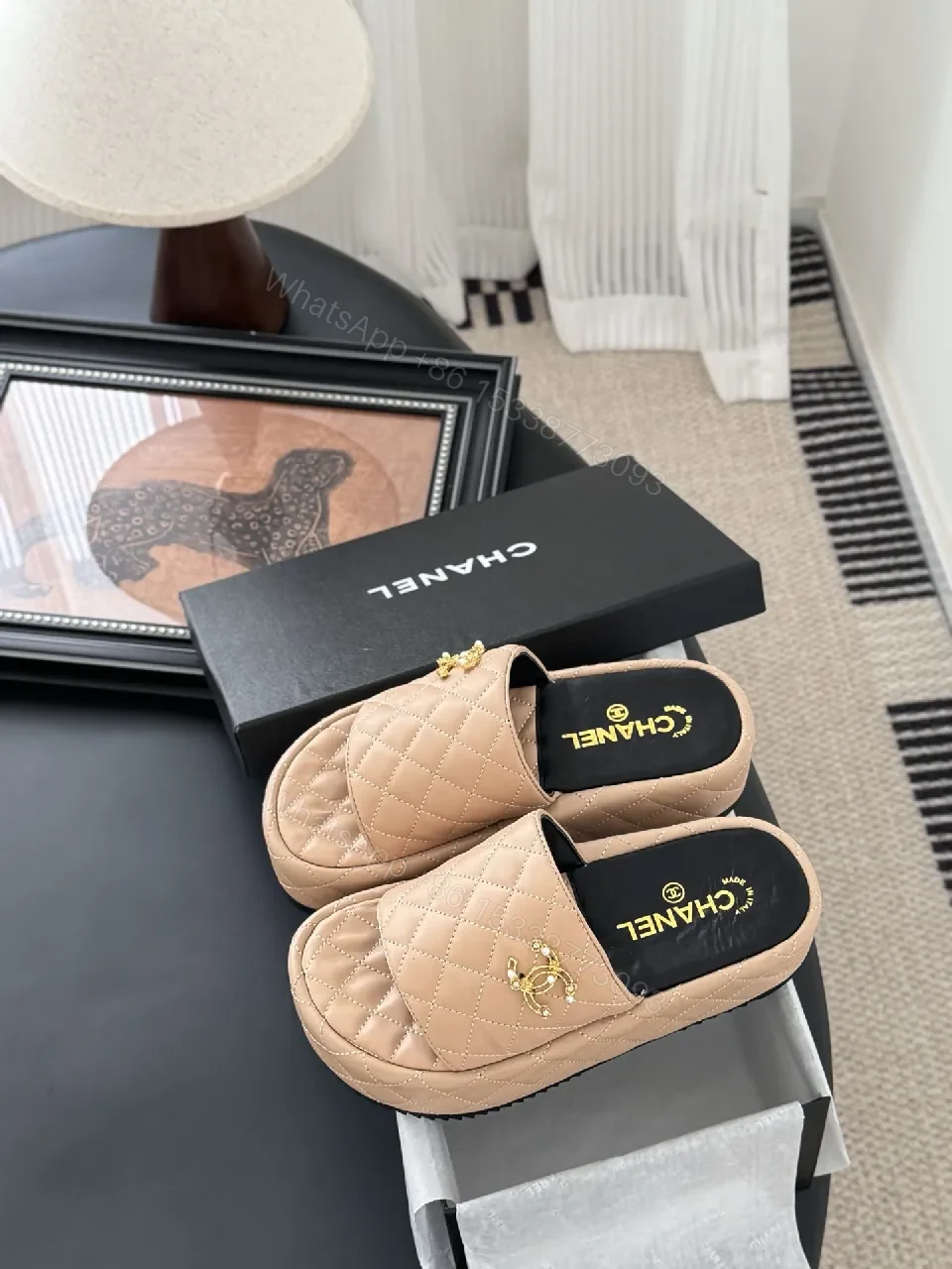 View 7 of Quilted Blush Leather Slides – Luxe Everyday Comfort