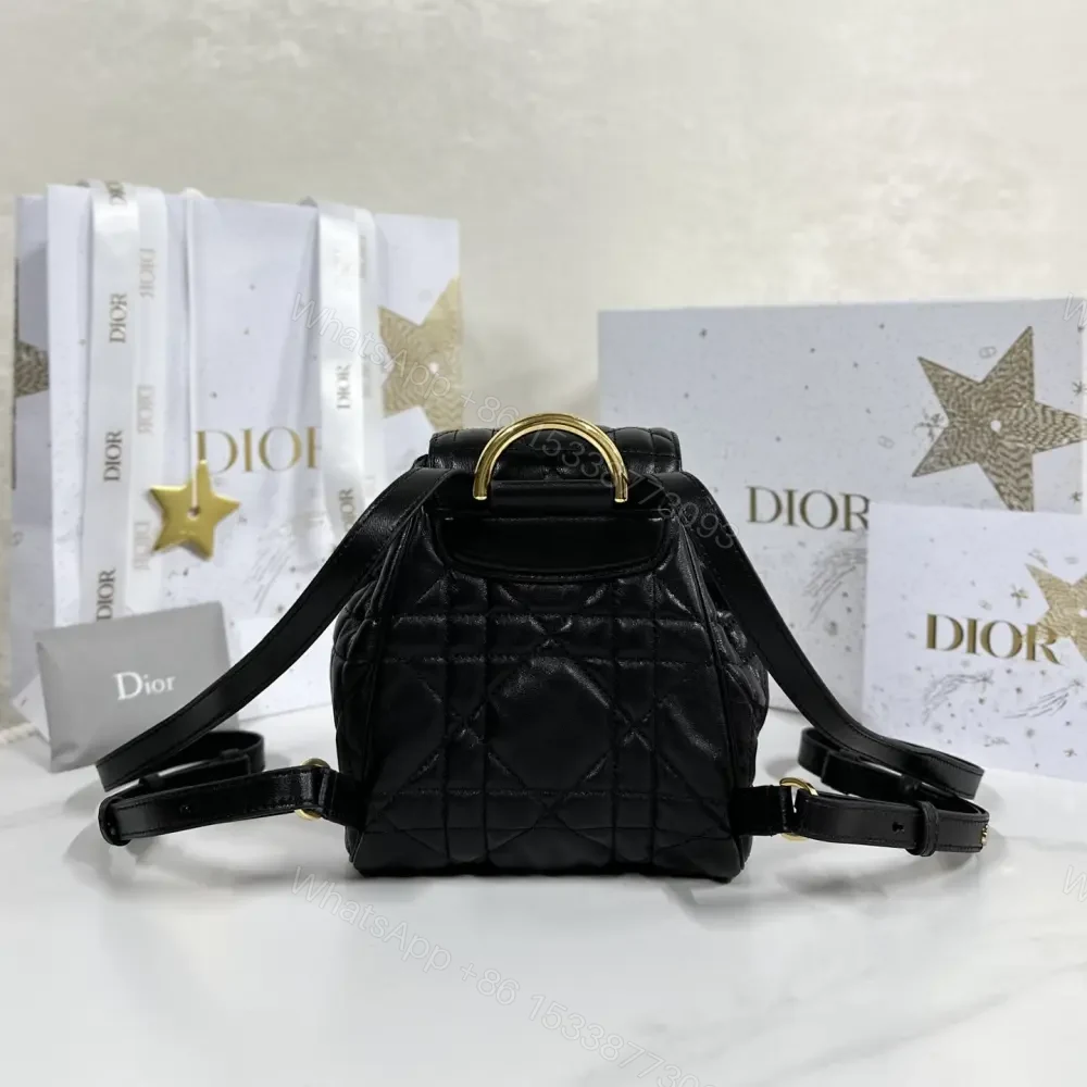 View 2 of 高仿Dior*Caro系列M6302M900小羊皮雙肩包黑色小號免檢版