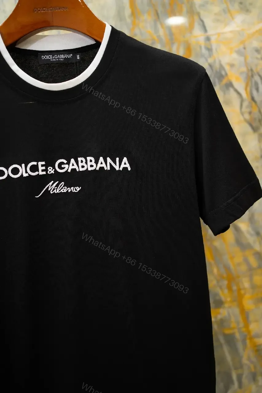View 8 of Black Cotton Jersey T‐Shirt Relaxed Fit Dolce & Gabbana Milano Logo Tee