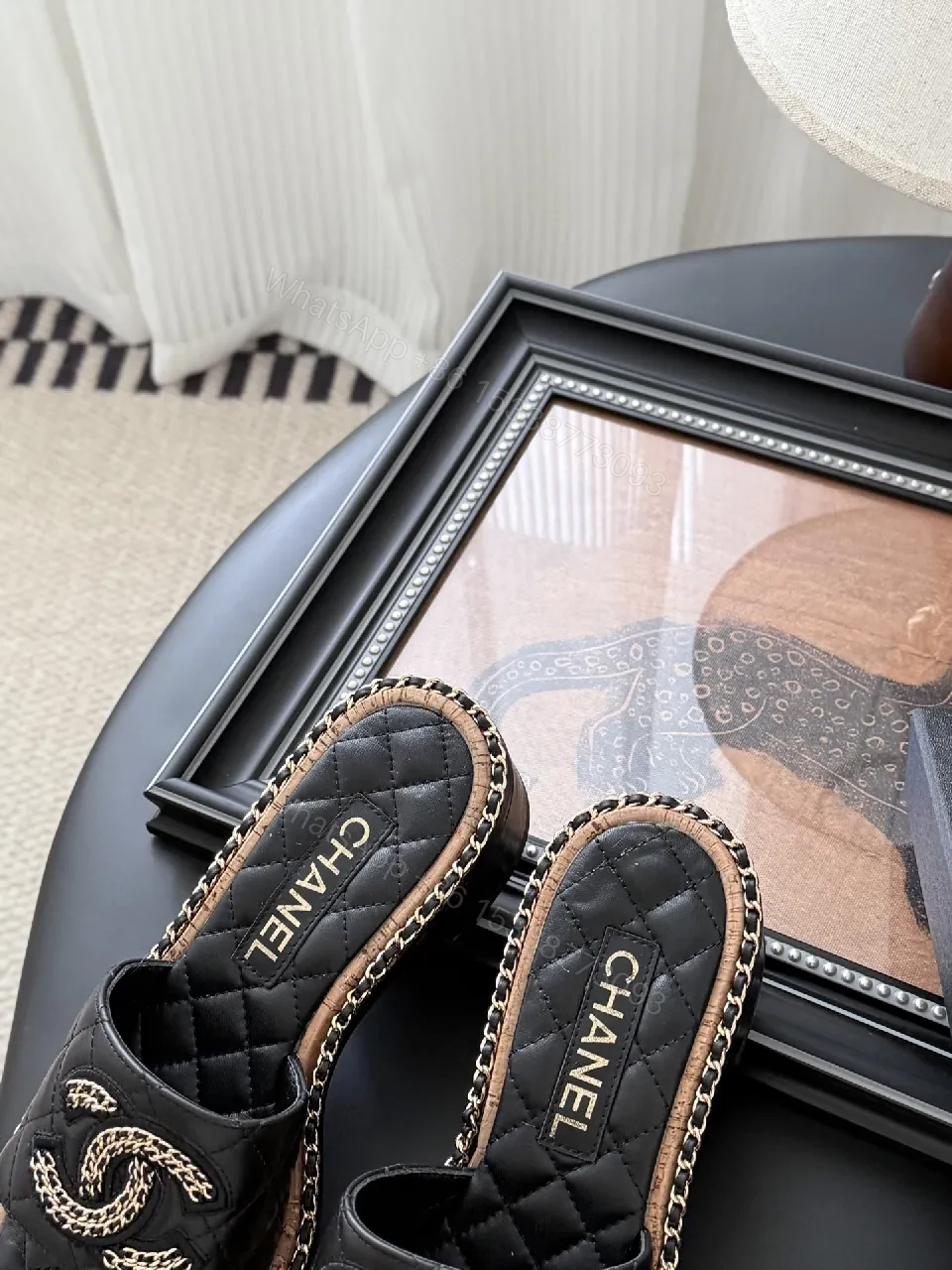 View 3 of Quilted Leather Slide with Signature Detailing