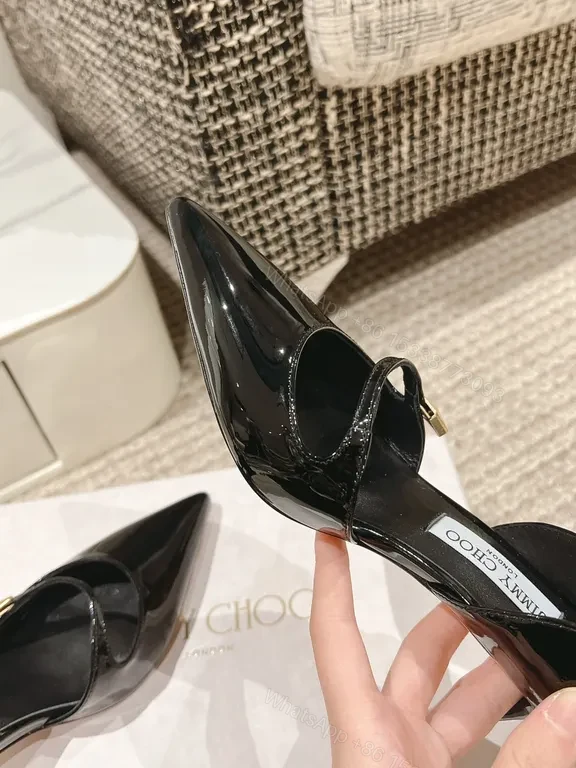 View 3 of Elegant Satin-Lined Pointed-Toe Heels with Gold Accent, Patent Black, Luxury Style, All-Day Comfort, Heels