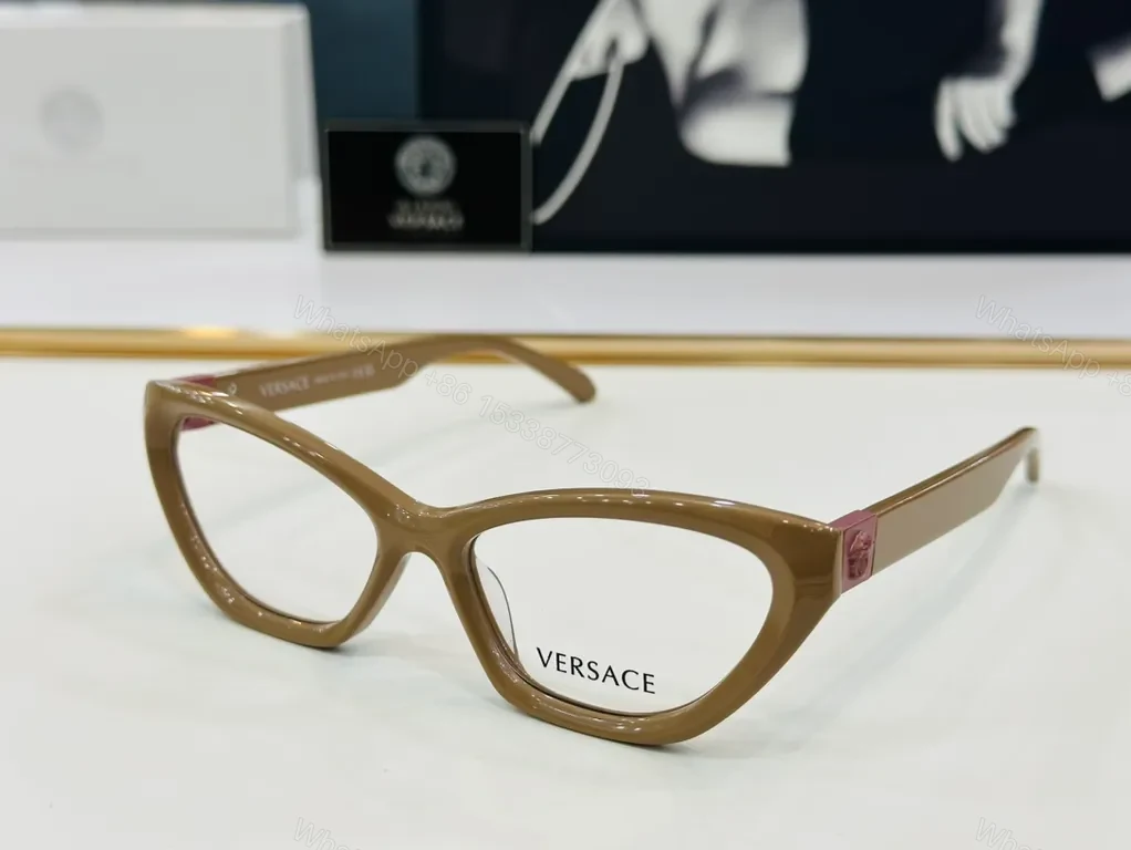 View 4 of Chic Versace Cat-Eye Frames: Luxe Gold Accent Eyewear