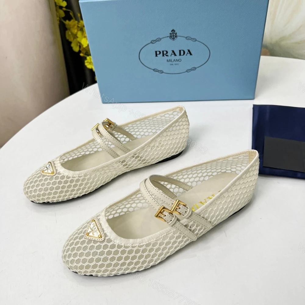 View 9 of PRADA MESH FABRIC BALLERINAS BEIGE 1F915N 099 F0485 F 005