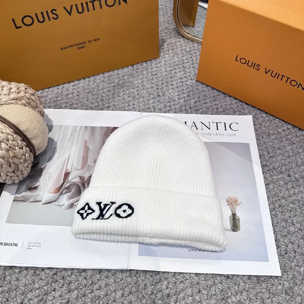 White Knit Beanie – Luxe Logo Detail, All-Season Comfort — view 1