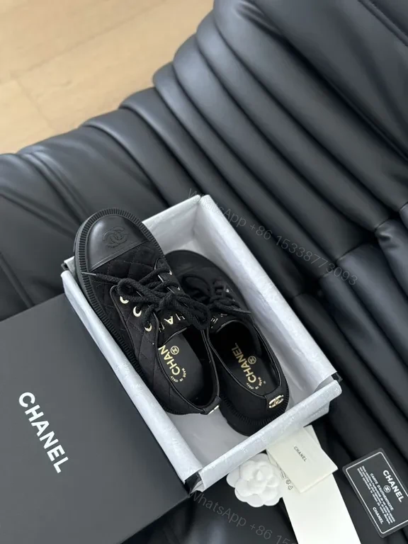 View 8 of Chanel-Inspired Black Knit Low-Top Sneakers: All-Day Comfort
