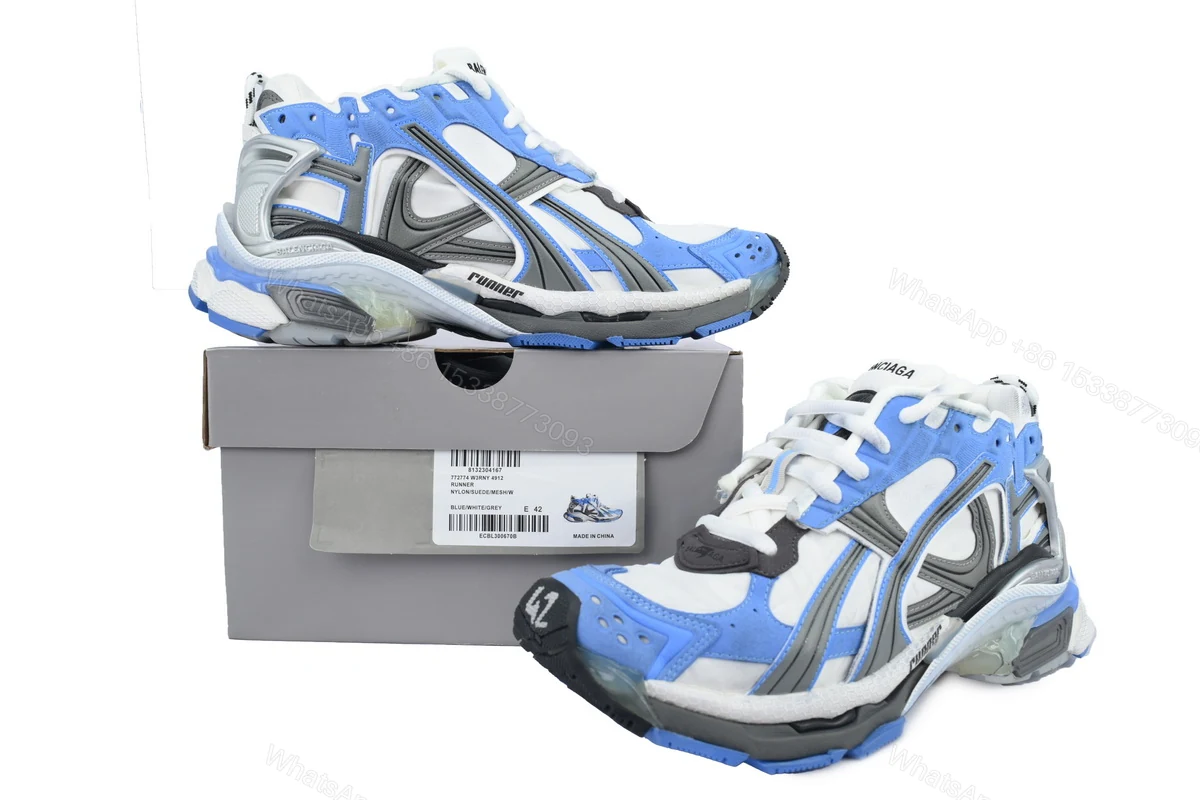 View 4 of Balenciaga Runner Sneaker 'Worn-Out - Blue Grey' 772774 W3RNY 4912