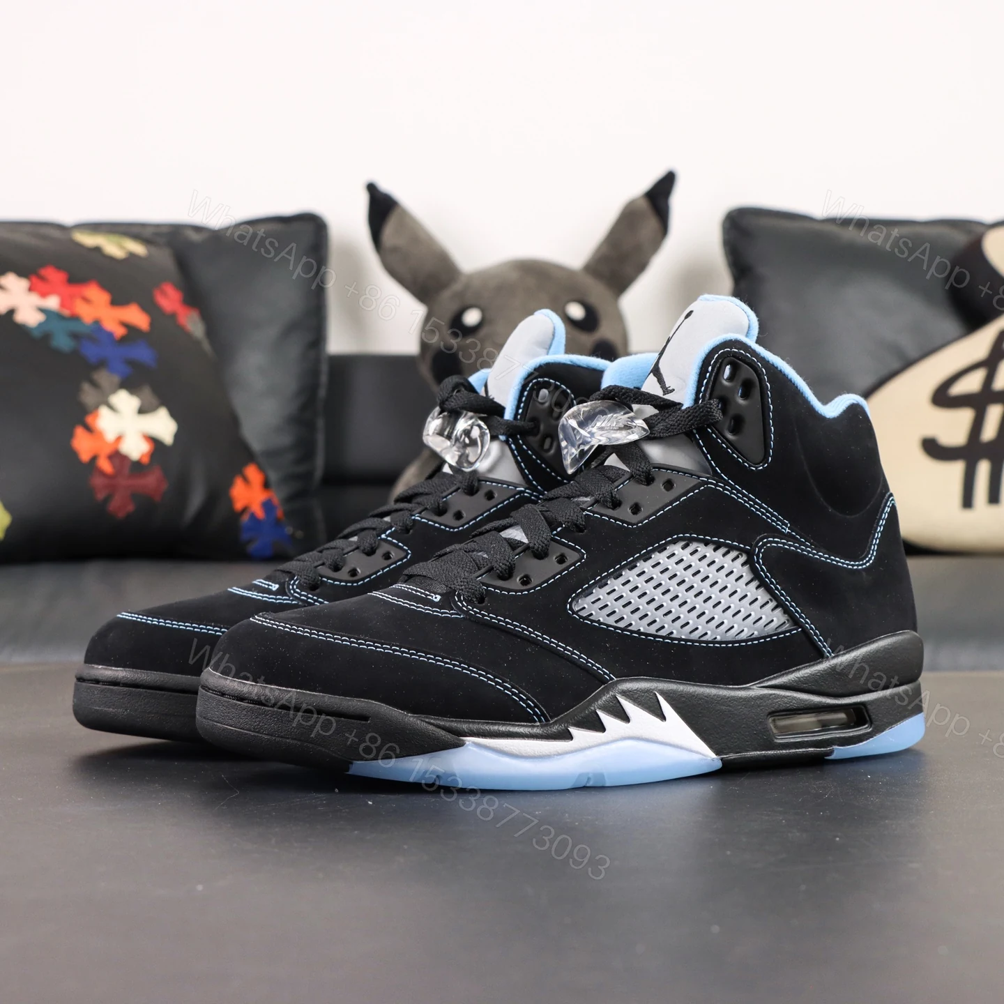 View 8 of Air Jordan 5 “Black/University Blue” (2026)