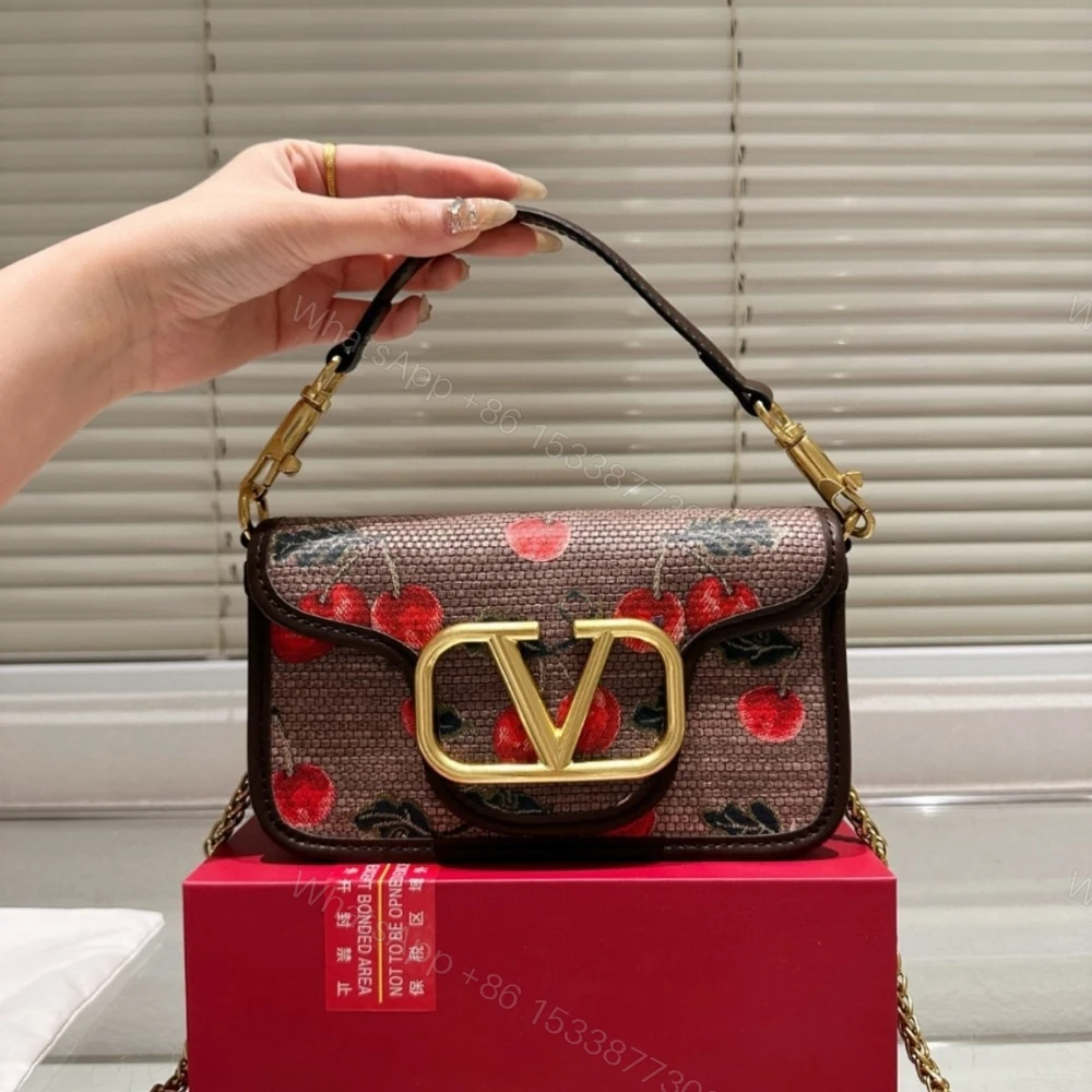 View 2 of VALENTINO GARAVANI LOCÒ CHERRYFIC MOTIF SMALL SHOULDER BAG BROWN 20CM