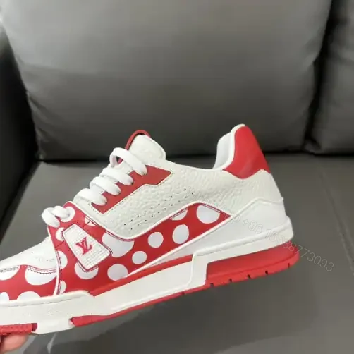 View 5 of LOUIS VUITTON X YAYOI KUSAMA TRAINER CALF LEATHER SNEAKER IN RED AND WHITE – LSVT373