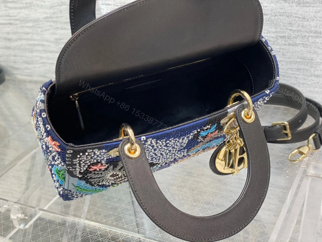 View 5 of Dior Lady Handbag with Beaded Pattern Replica 11 High Quality 24cm