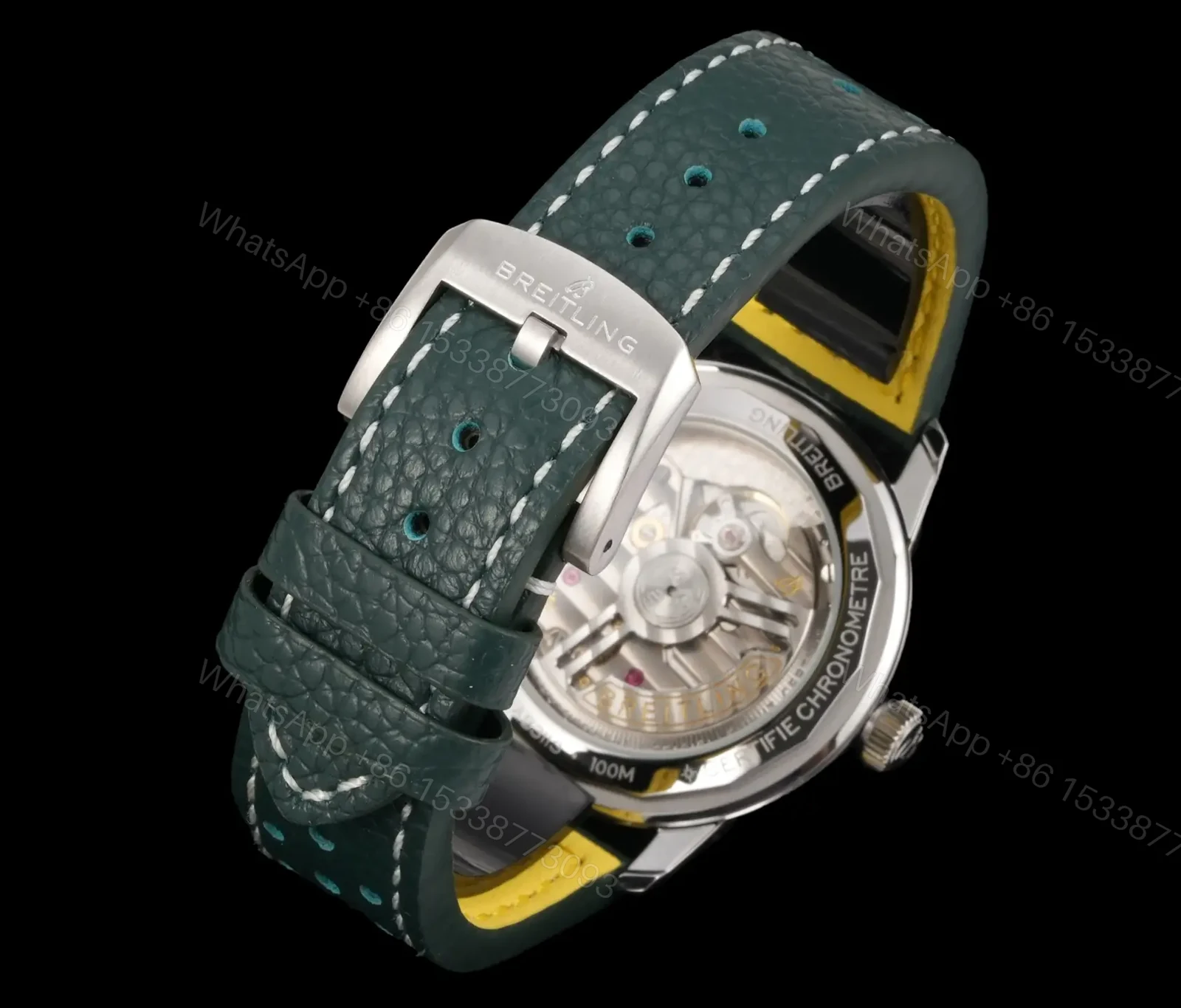 View 8 of Breitling Top Time B31 Green Replica Leather Strap 38MM Premium AB3113281A1X1