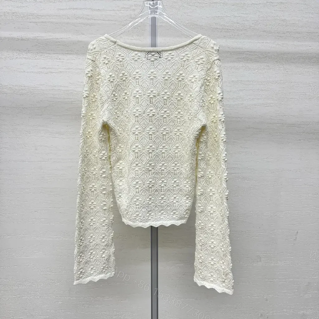 View 6 of Off-White Lace Cardigan Scalloped Edges: Elegant Layering Knit