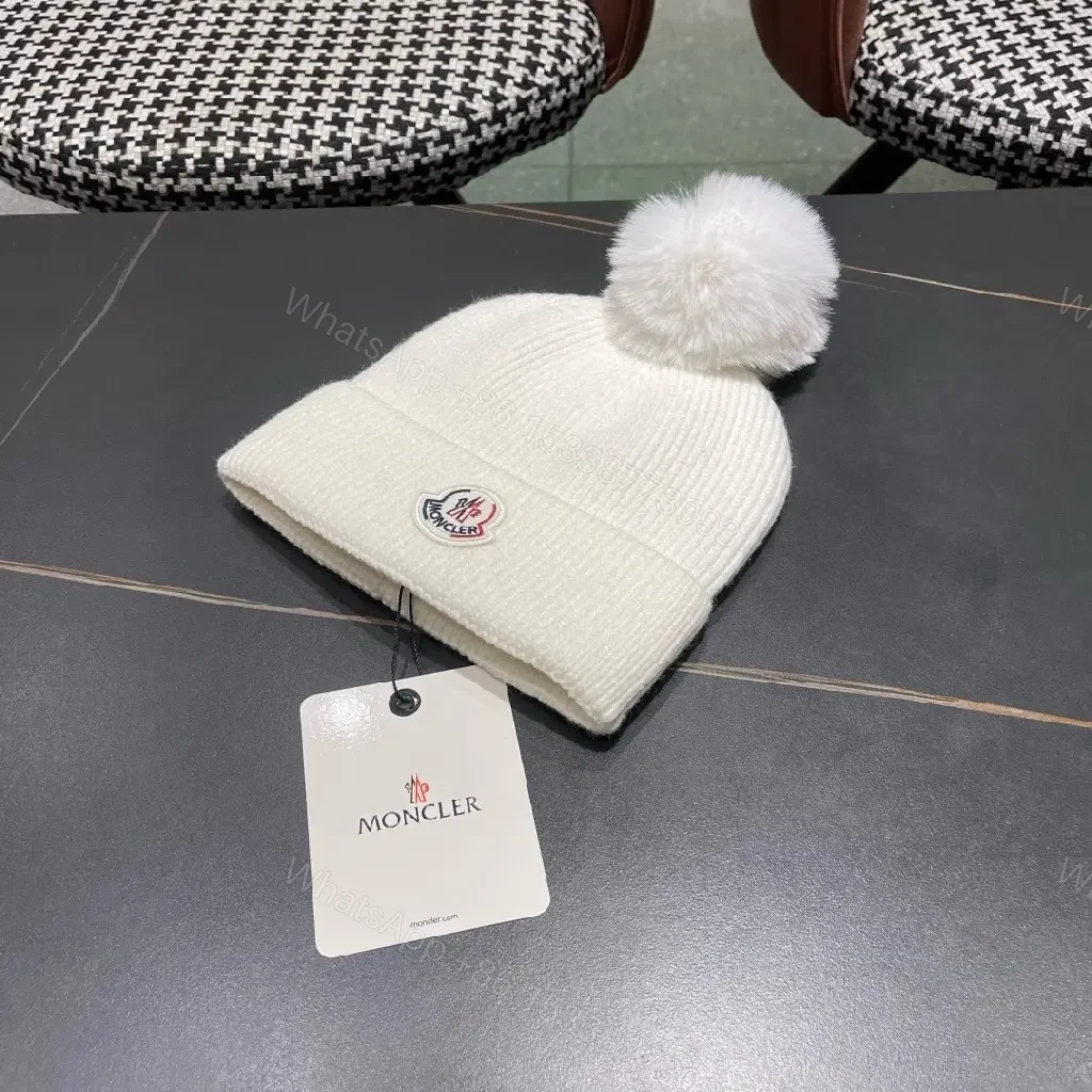 View 5 of White Knit Beanie with Pom Pom — Lux Warmth, Cozy Style