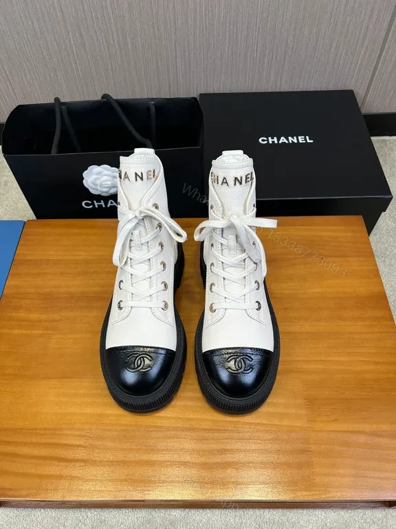 Chanel-Inspired Two-Tone Combat Boots: Luxe, Durable, Bold — view 1