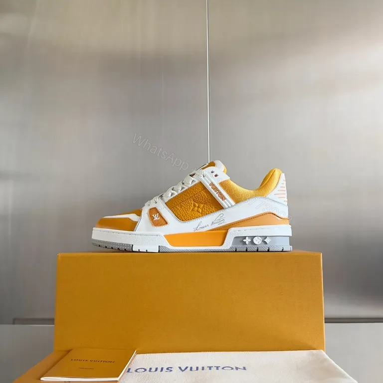 View 9 of Yellow Leather-Textile High-Tops: LV-Inspired Comfort Sneakers
