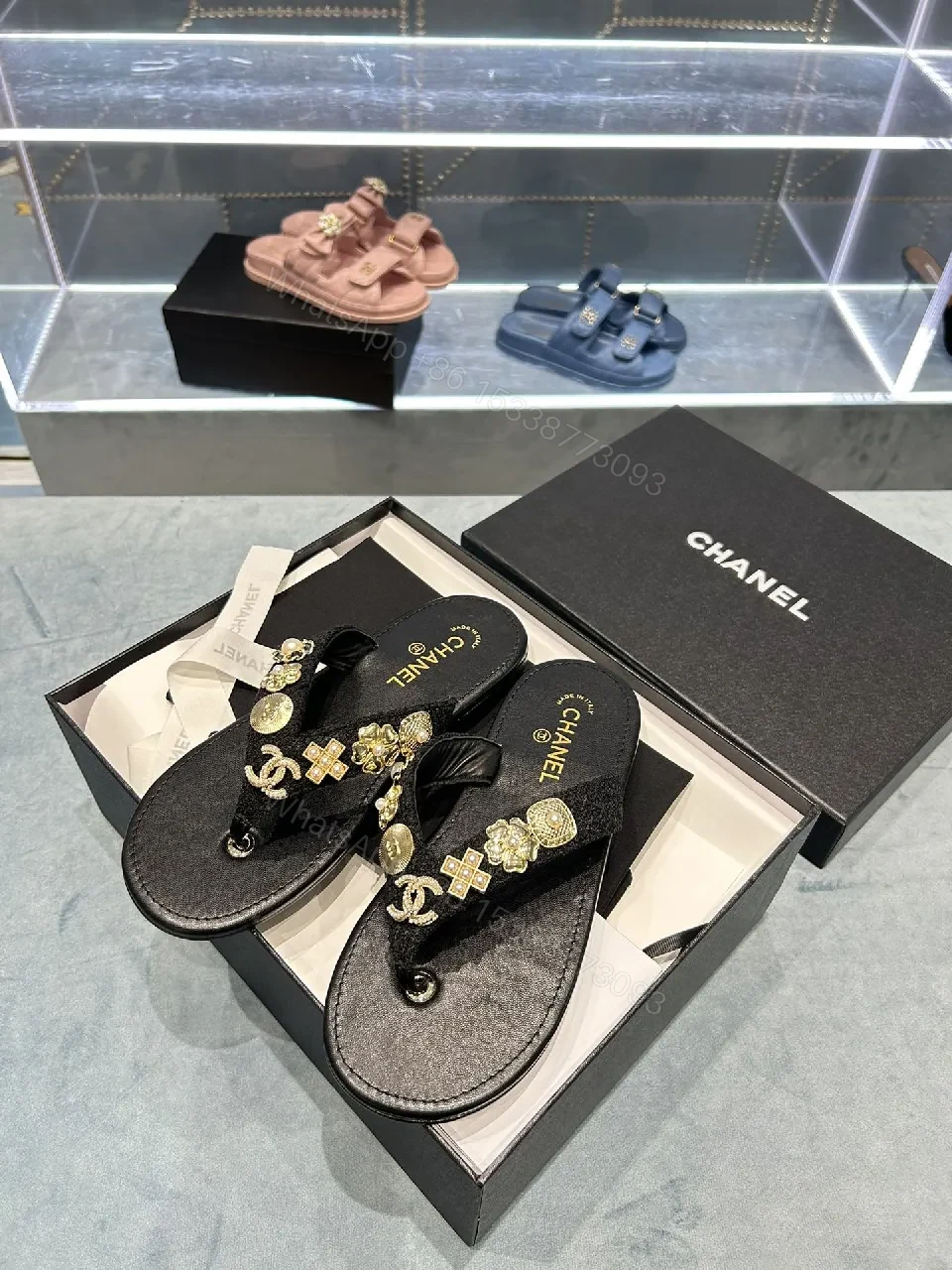 View 7 of Embellished Luxe Flip-Flops: Gold-Detail Comfort Footwear