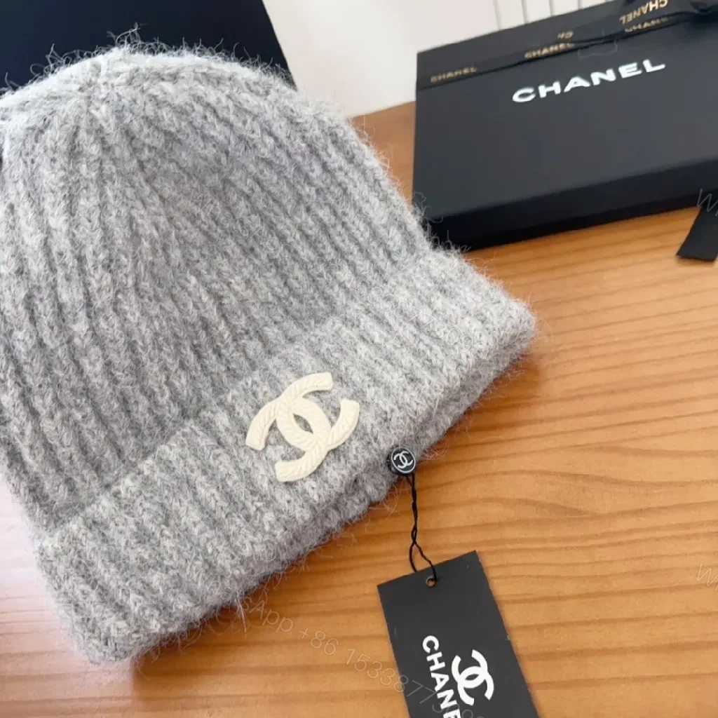 View 6 of Lux Wool Beanie, Ribbed Knit, Subtle Logo, Cozy Warmth, Beanie