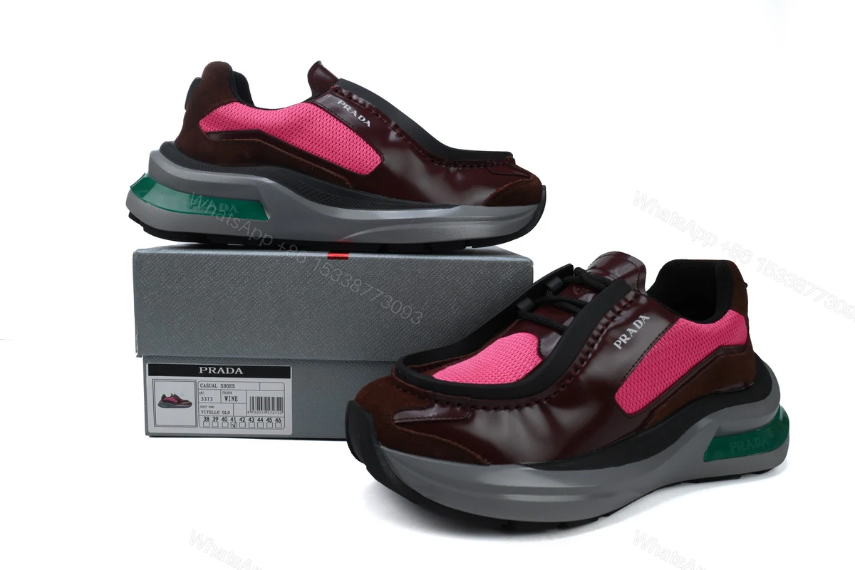 View 2 of Prada Brushed Leather Black Wine Red