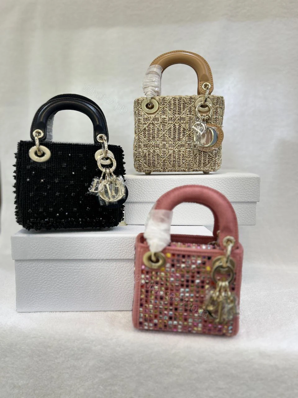 View 5 of CHRISTIAN DIOR Metallic Calfskin Crystal Mini Lady Dior