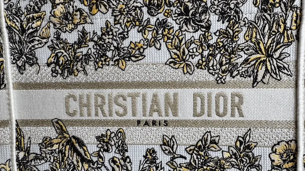 View 4 of Floral-Threaded Structured Tote: Dior-Inspired Luxury Bag