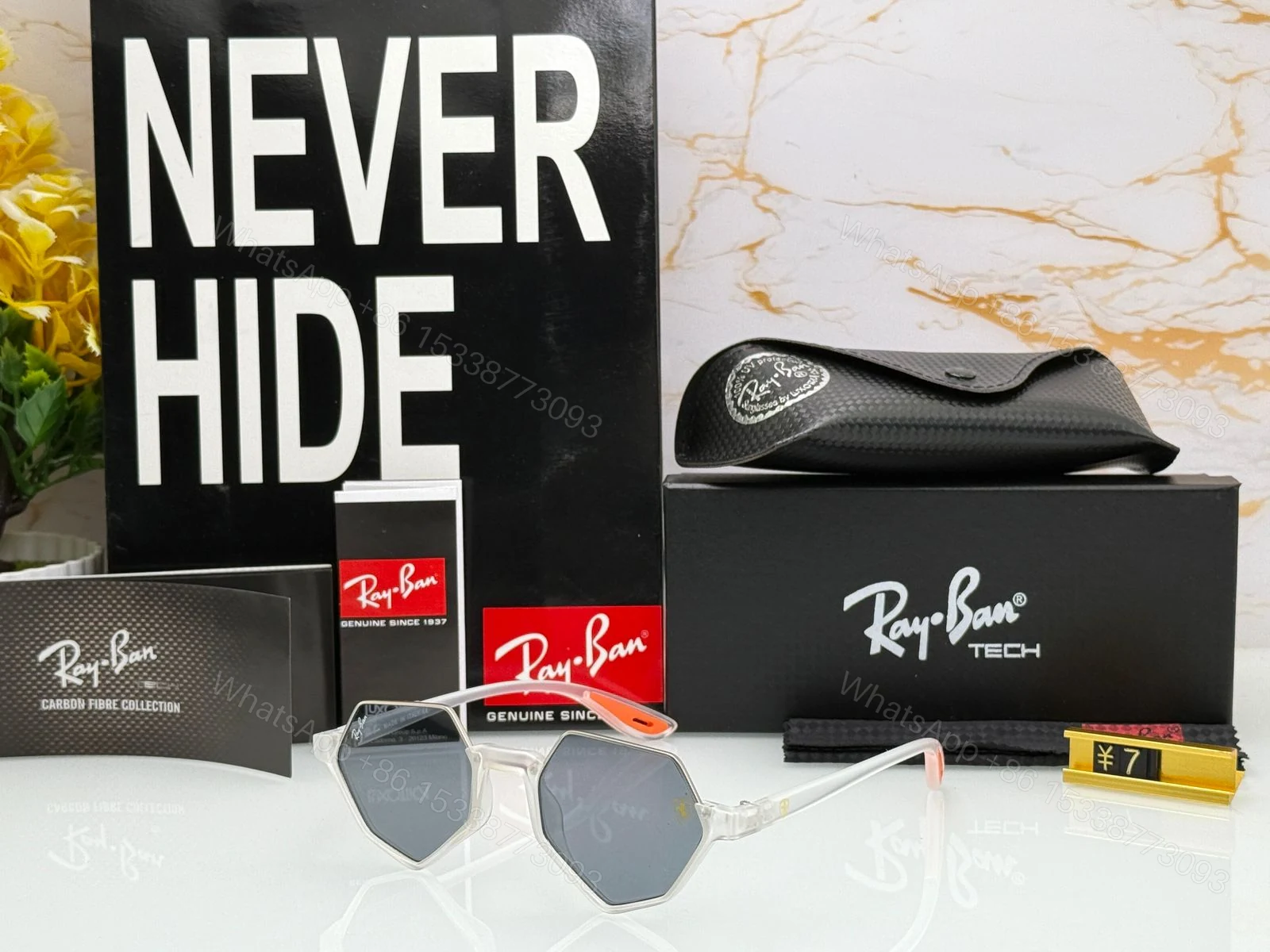 Ray-Ban Hexa Carbon Fiber Black-Grey Sunglasses — view 1