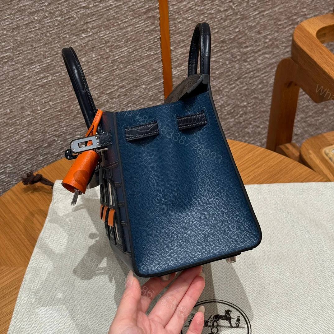 View 4 of HERMES BIRKIN FAUBOURG TOUCH 20 IN NAVY BLUE WITH SILVER HARDWARE