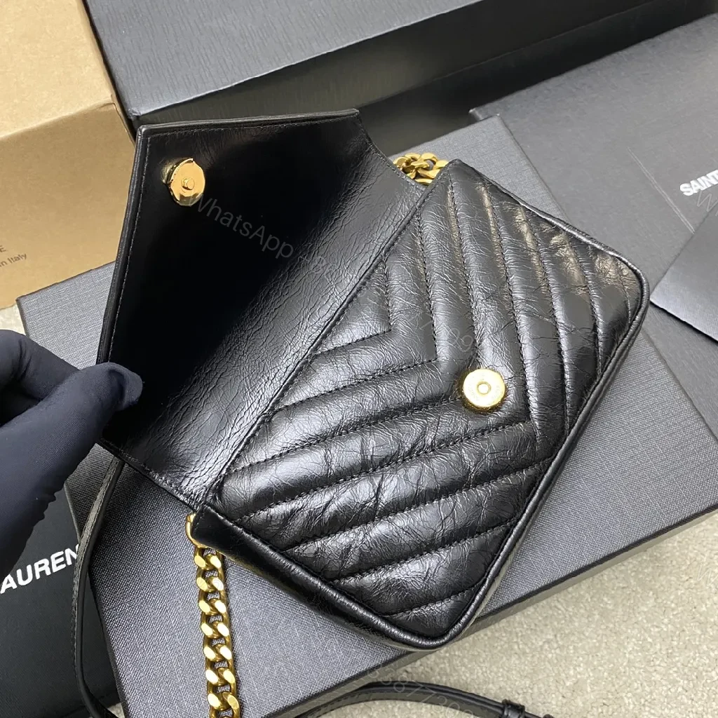 View 8 of Chic Quilted Crossbody: Black Leather, Gold Hardware, Compact Luxury