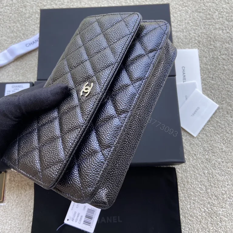 View 9 of Chanel-Inspired Quilted Flap Bag with Gold CC Clasp