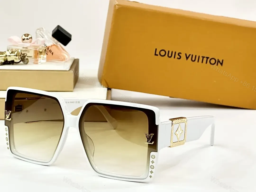 View 5 of Oversized Luxe Frame Sunglasses with LV Accents and Gold Plate