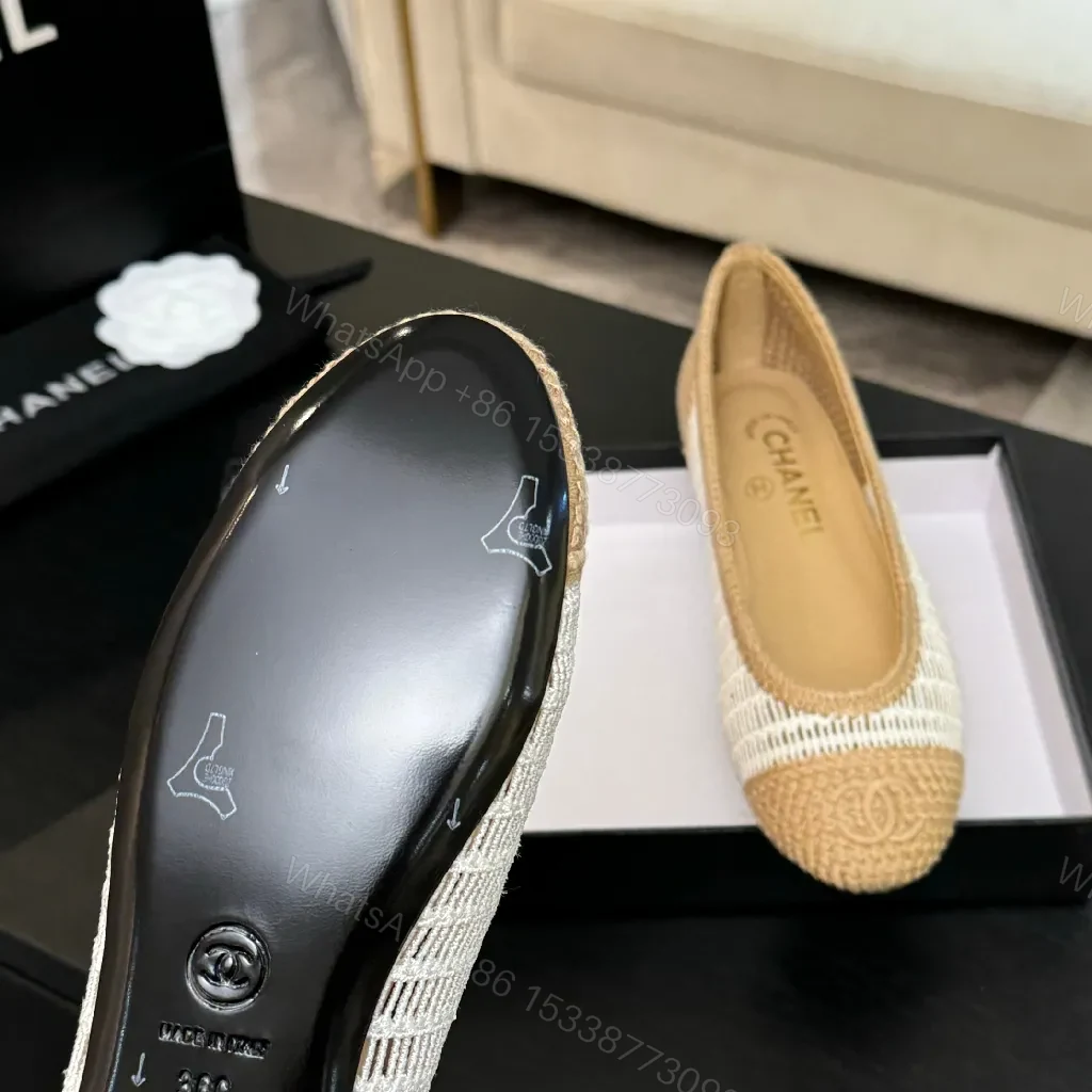 View 8 of Champagne-Beige Woven Espadrille Flats: Couture-Inspired Comfort