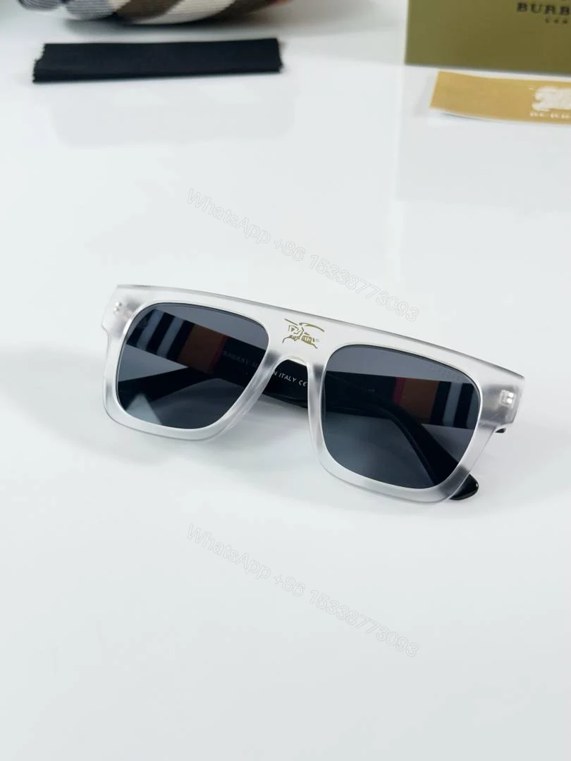 View 3 of First Copy Burberry White Square Unisex Sunglasses UV Protection Premium Quality Trending Style