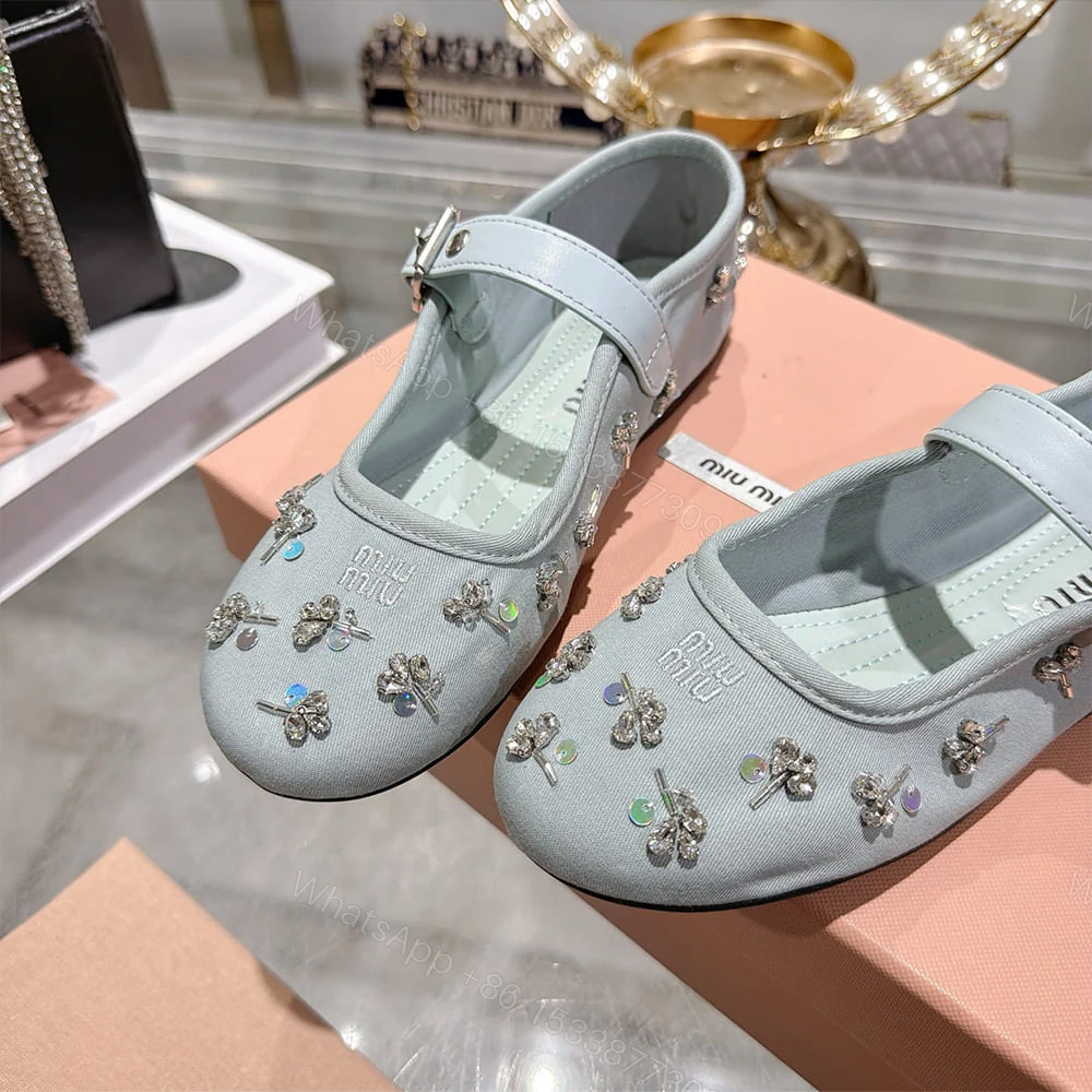 View 7 of MIUMIU Embroidered drill ballerinas 645146