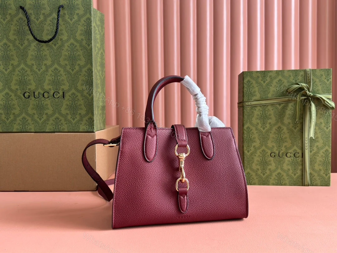 View 7 of SMALL JACKIE TOTE 24 IN BURGUNDY LAMBSKIN