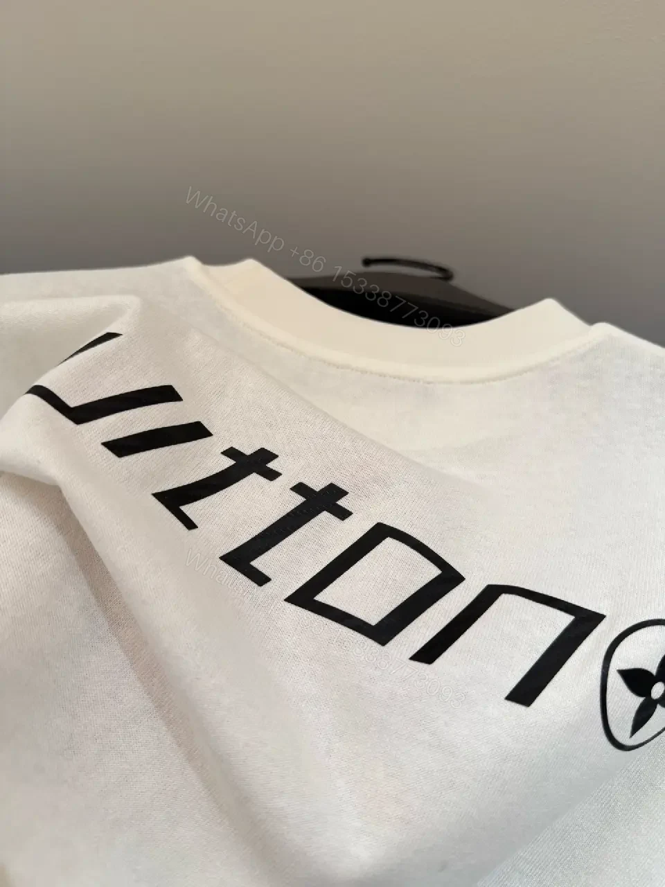 View 11 of White Cotton Tee with Bold Designer Logo Graphic Accent Shirt