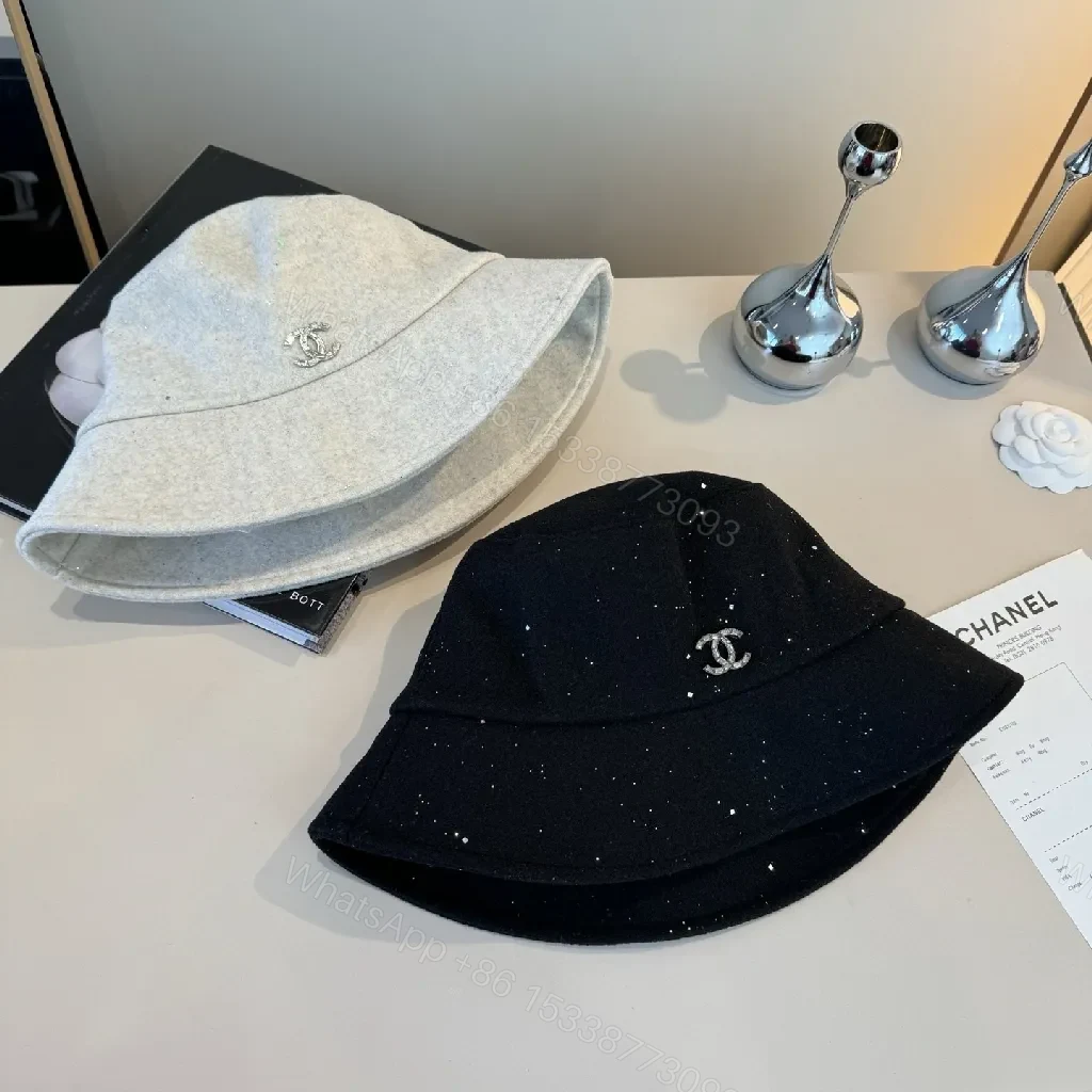 View 8 of Black Speckle Bucket Hat with Crystal Logo - Luxury Style