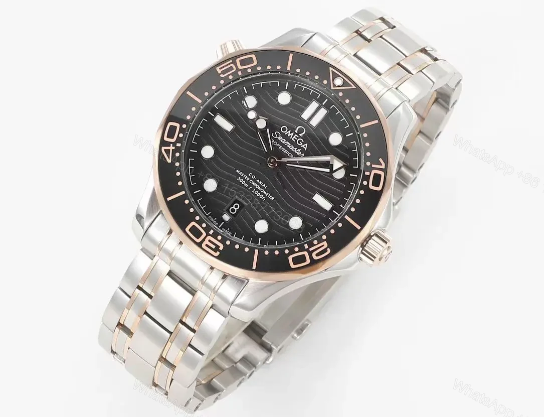 View 2 of Omega Seamaster Planet Ocean 600m Co-Axial Master Chronometer 42mm Diver’s Watch Stainless Steel and Rose Gold with Black Ceramic Bezel and Black Dial