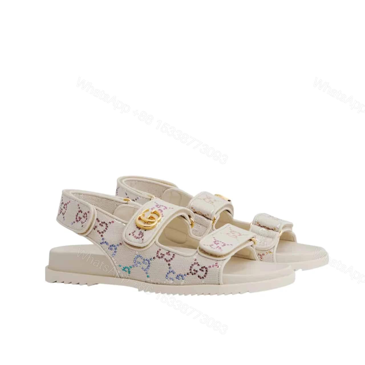 GUCCI MORITZ GG MONOGRAM SANDALS BEIGE EBONY 771575 G1730 9755 — view 1