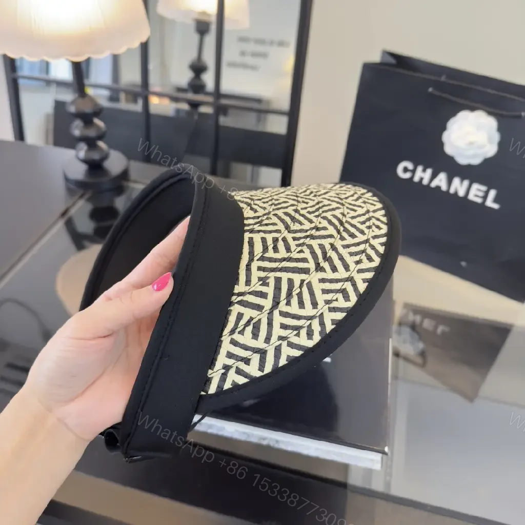 View 2 of Black Leather-like Open-back Sport Visor Chanel Logo Embellished Visor