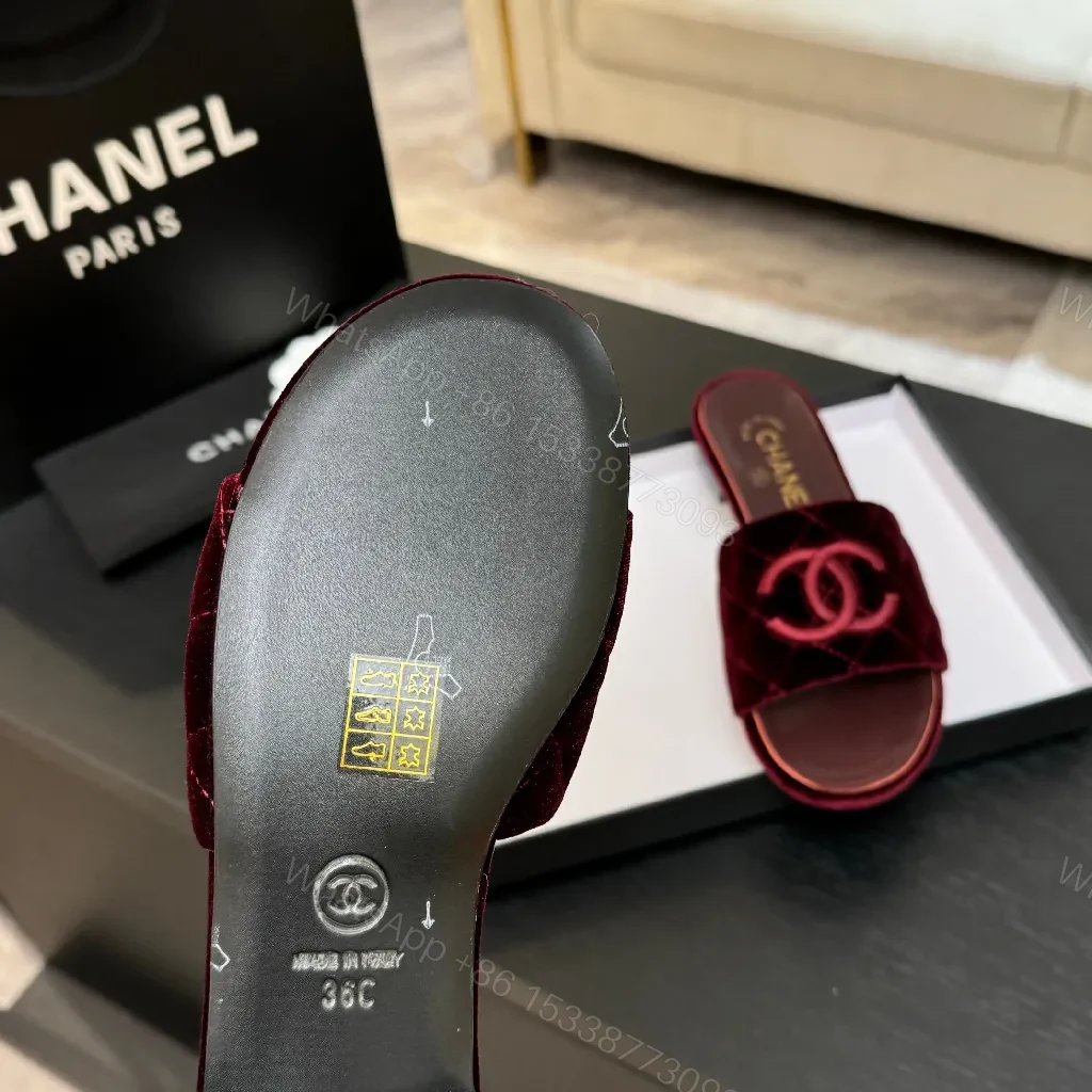 View 4 of Velvet Luxe Slides with Subtle Logo – Rich Comfort Glide