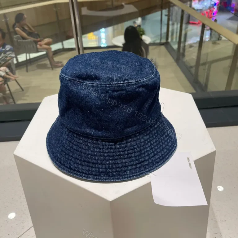 View 2 of Denim Bucket Hat: premium Miu Miu logo, casual luxe