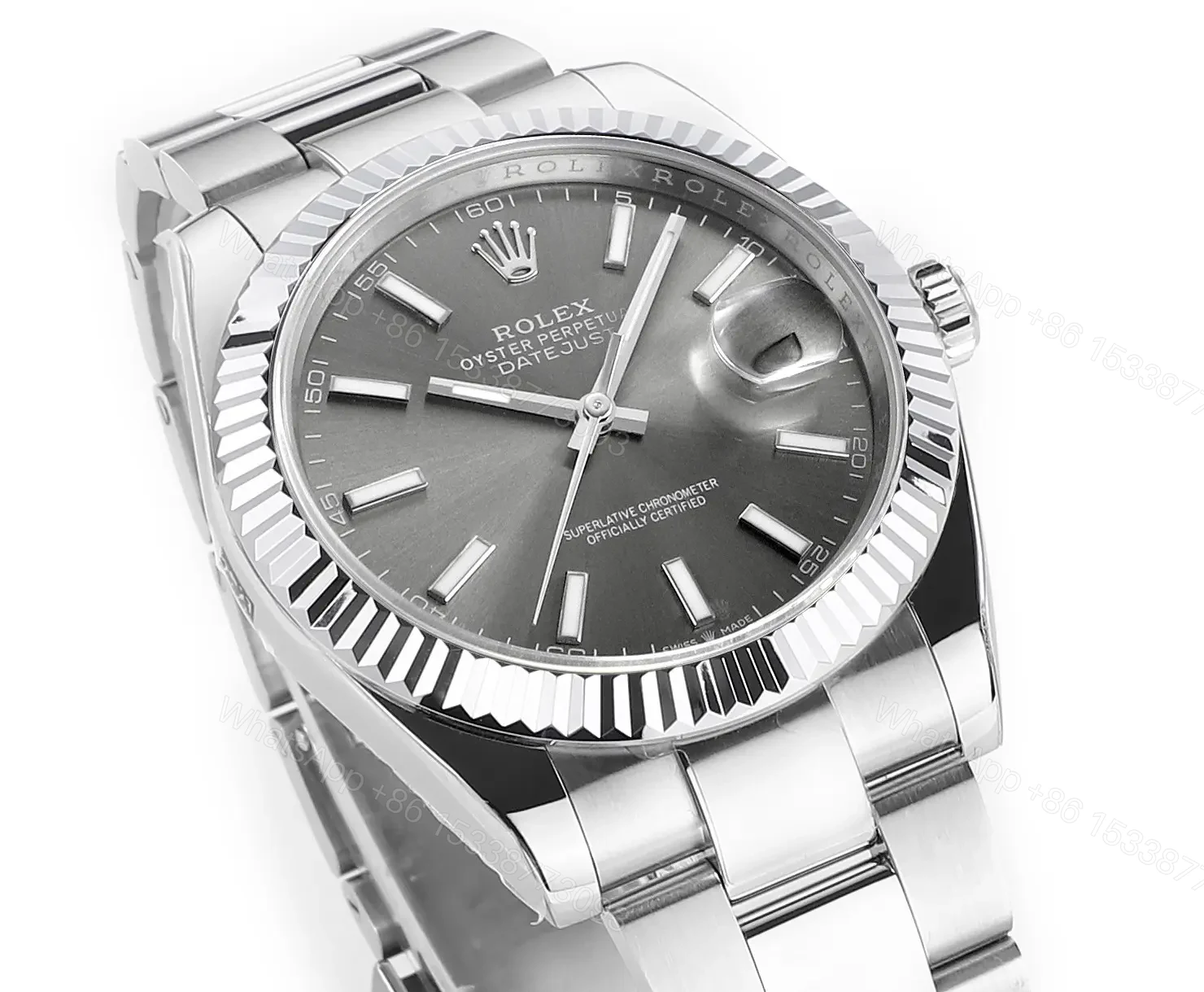 View 3 of BT Factory Clean Factory DDF Classic Grey Fluted Bezel Watch